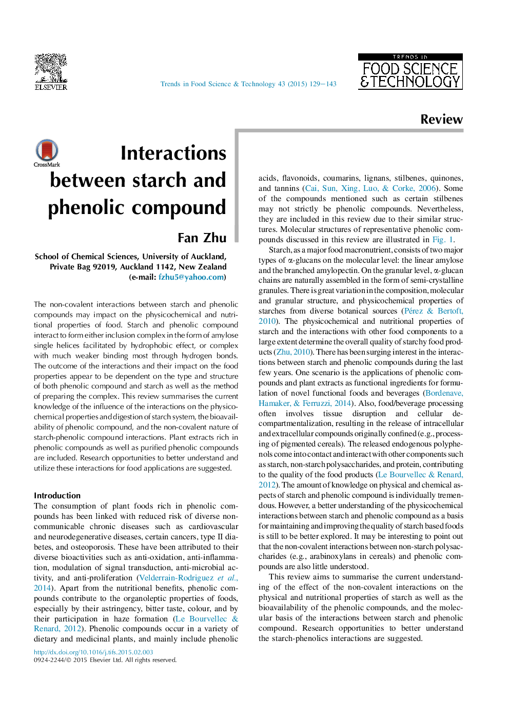 Interactions between starch and phenolic compound