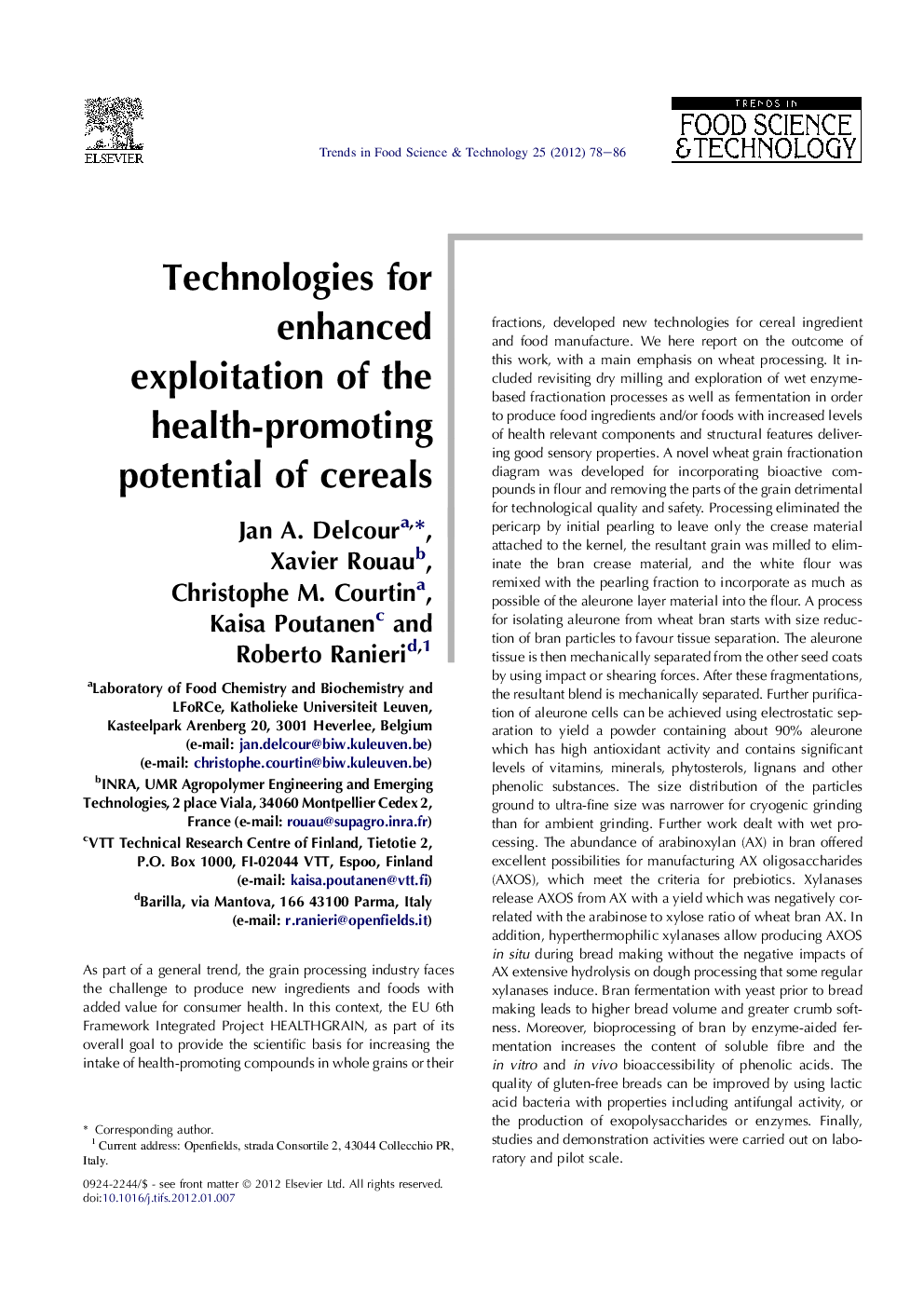 Technologies for enhanced exploitation of the health-promoting potential of cereals