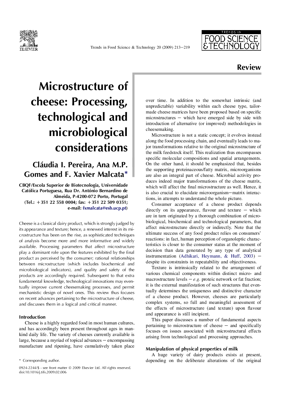 Microstructure of cheese: Processing, technological and microbiological considerations