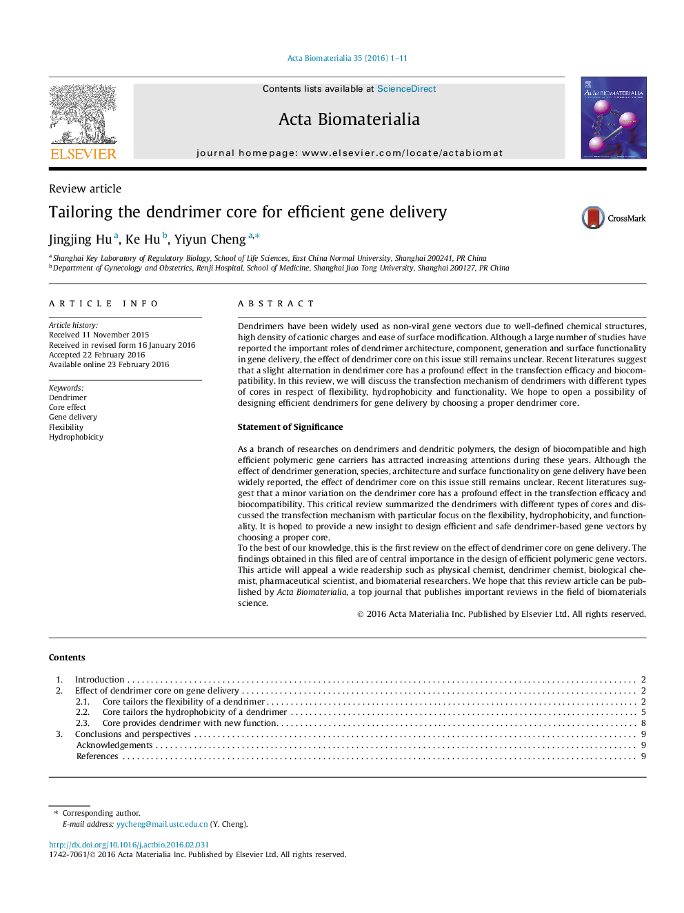 Tailoring the dendrimer core for efficient gene delivery