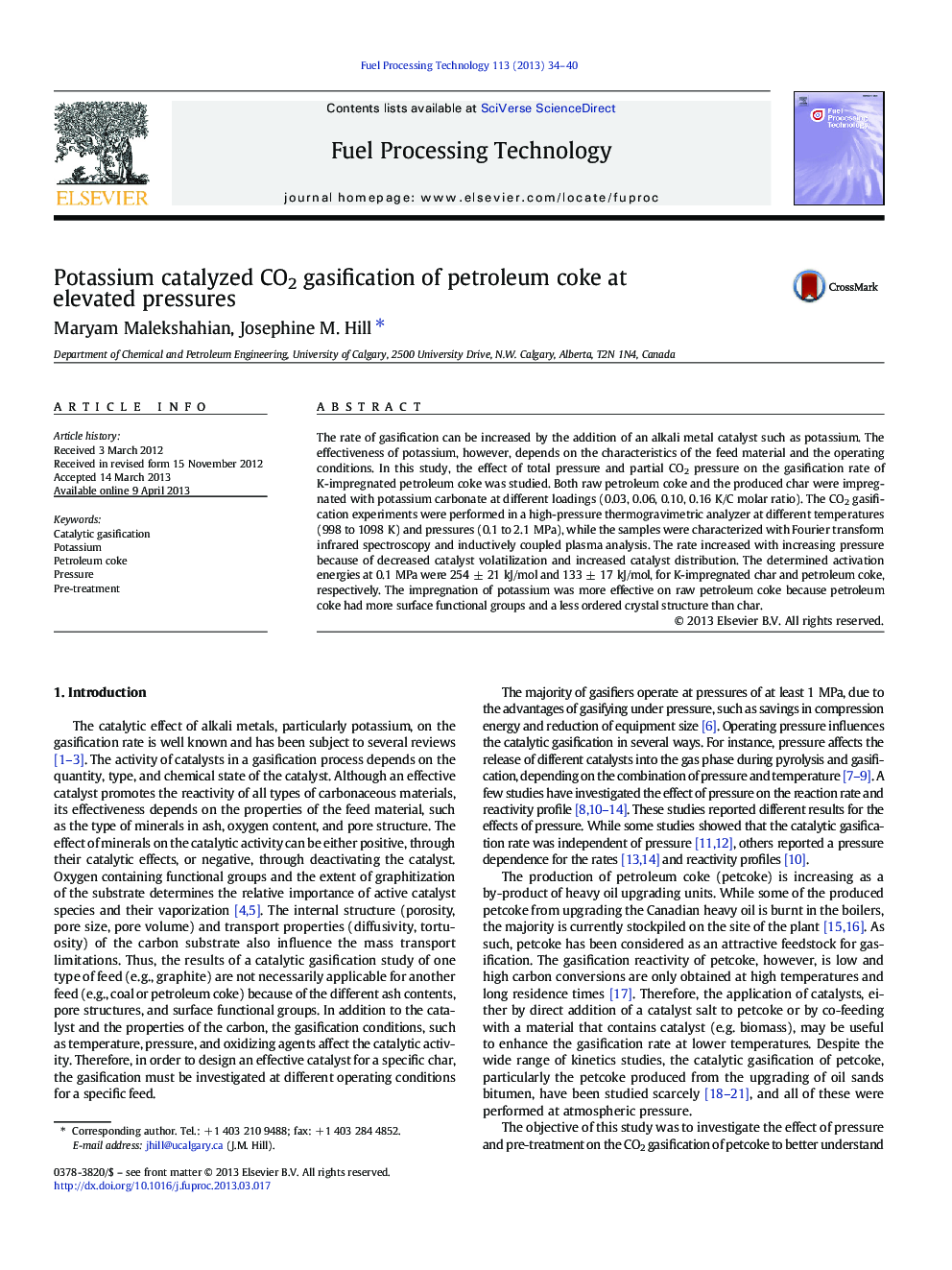 Potassium catalyzed CO2 gasification of petroleum coke at elevated pressures