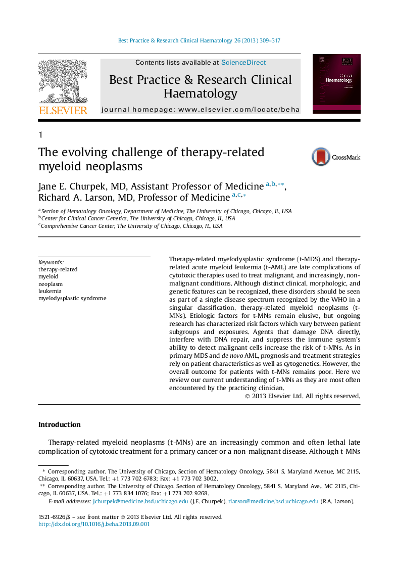 The evolving challenge of therapy-related myeloid neoplasms