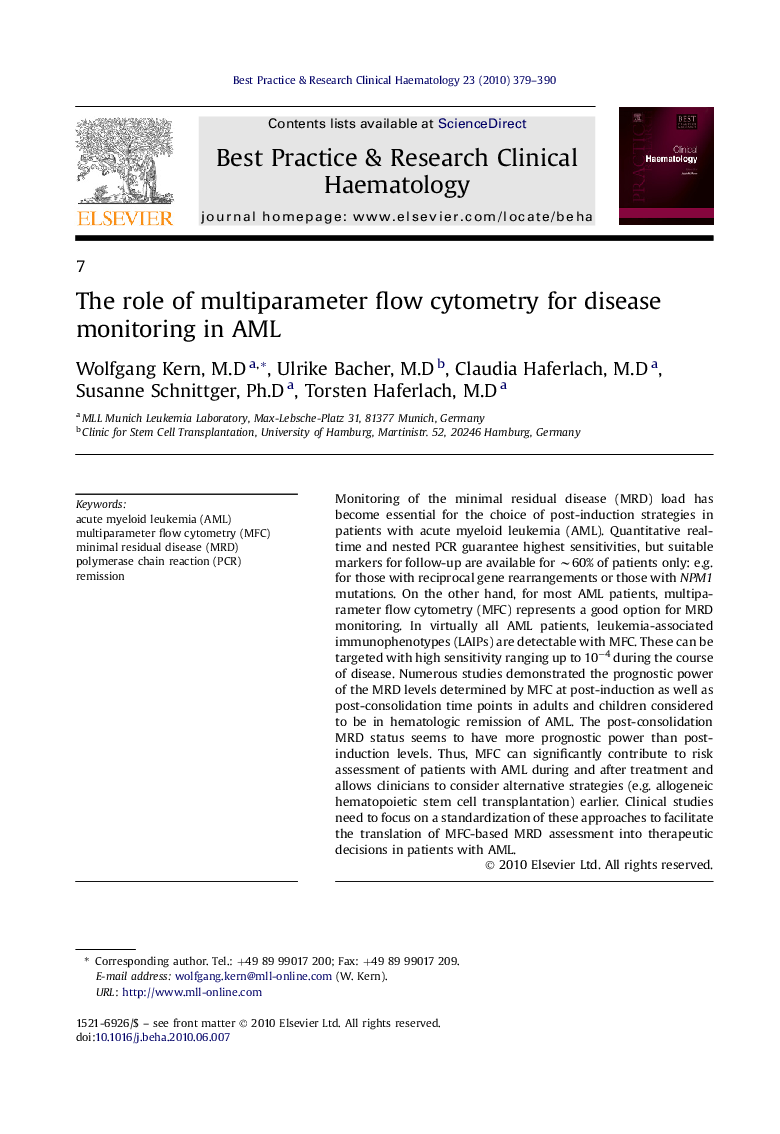 The role of multiparameter flow cytometry for disease monitoring in AML