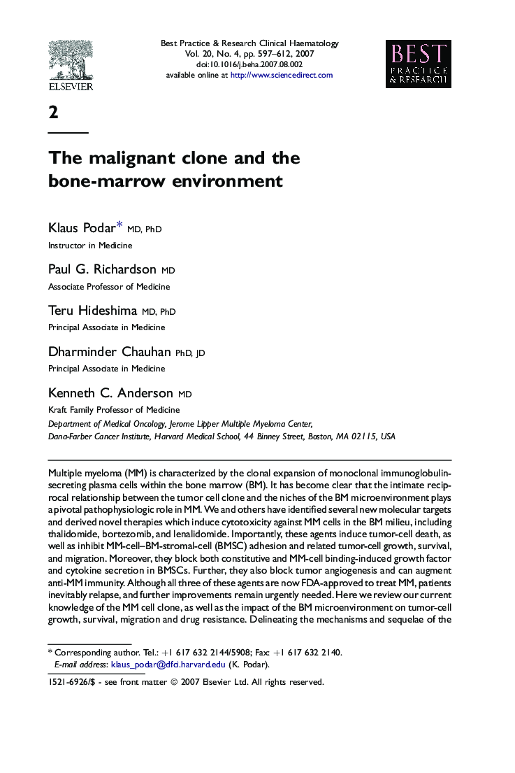 The malignant clone and the bone-marrow environment