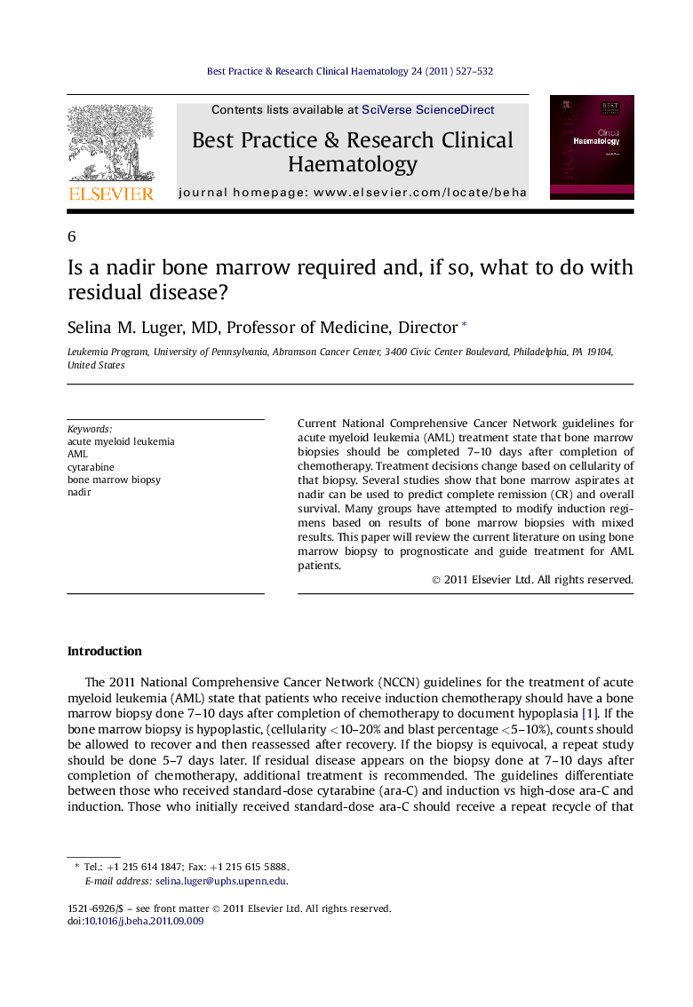 Is a nadir bone marrow required and, if so, what to do with residual disease?