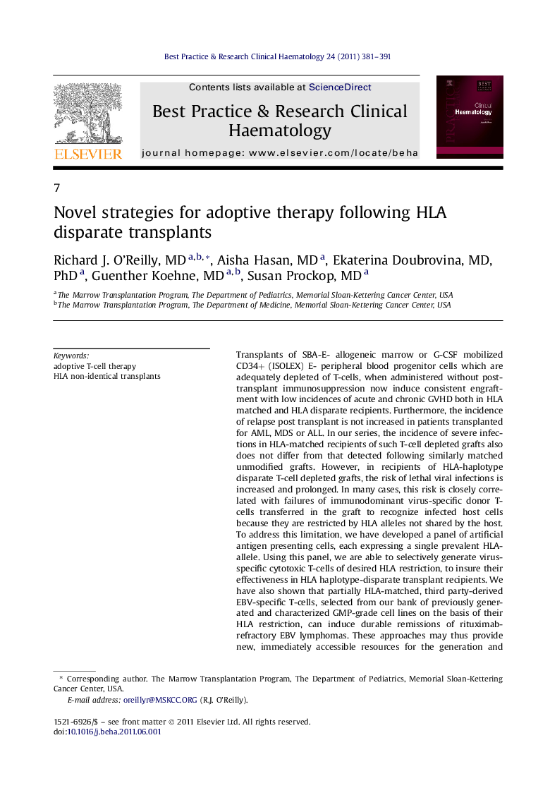 Novel strategies for adoptive therapy following HLA disparate transplants