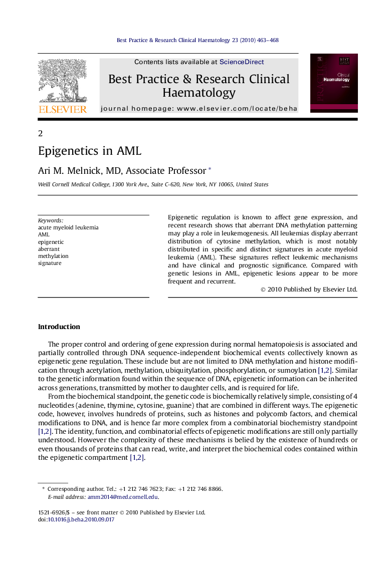 Epigenetics in AML