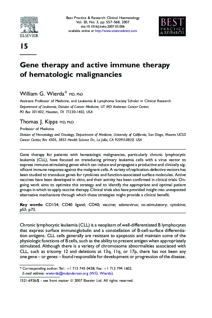 Gene therapy and active immune therapy of hematologic malignancies