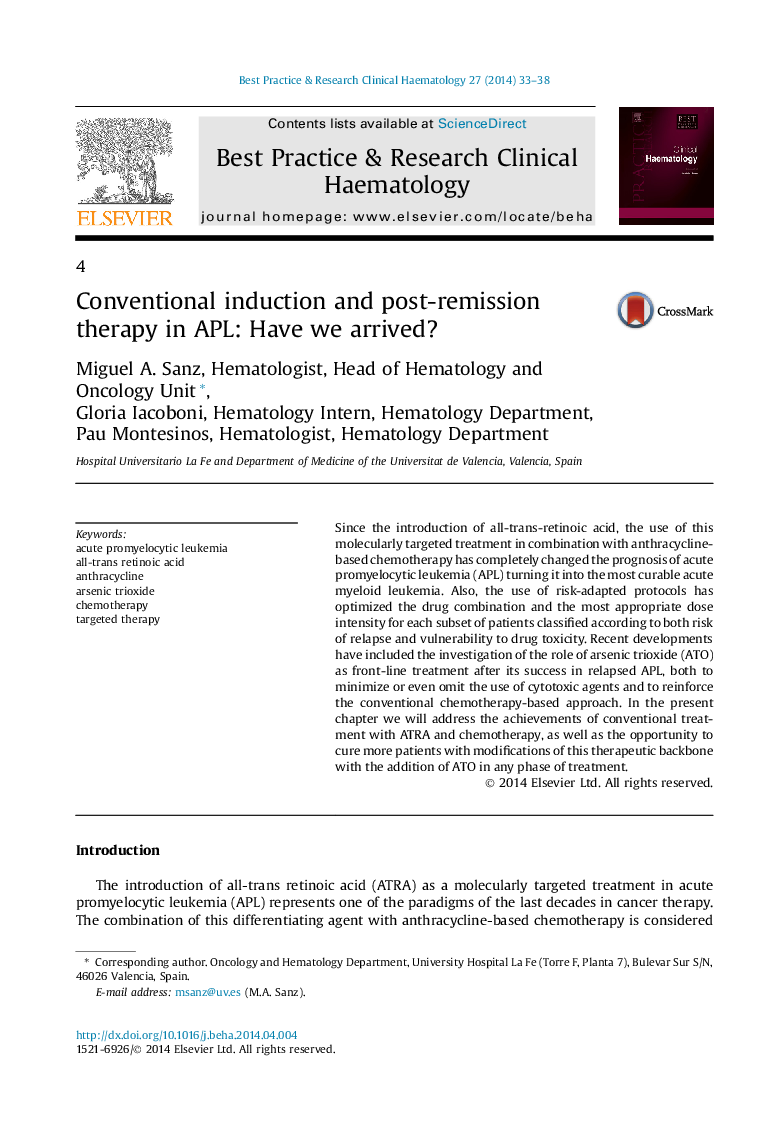 Conventional induction and post-remission therapy in APL: Have we arrived?