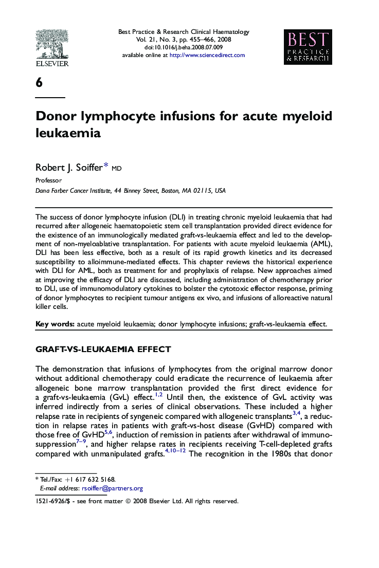 Donor lymphocyte infusions for acute myeloid leukaemia