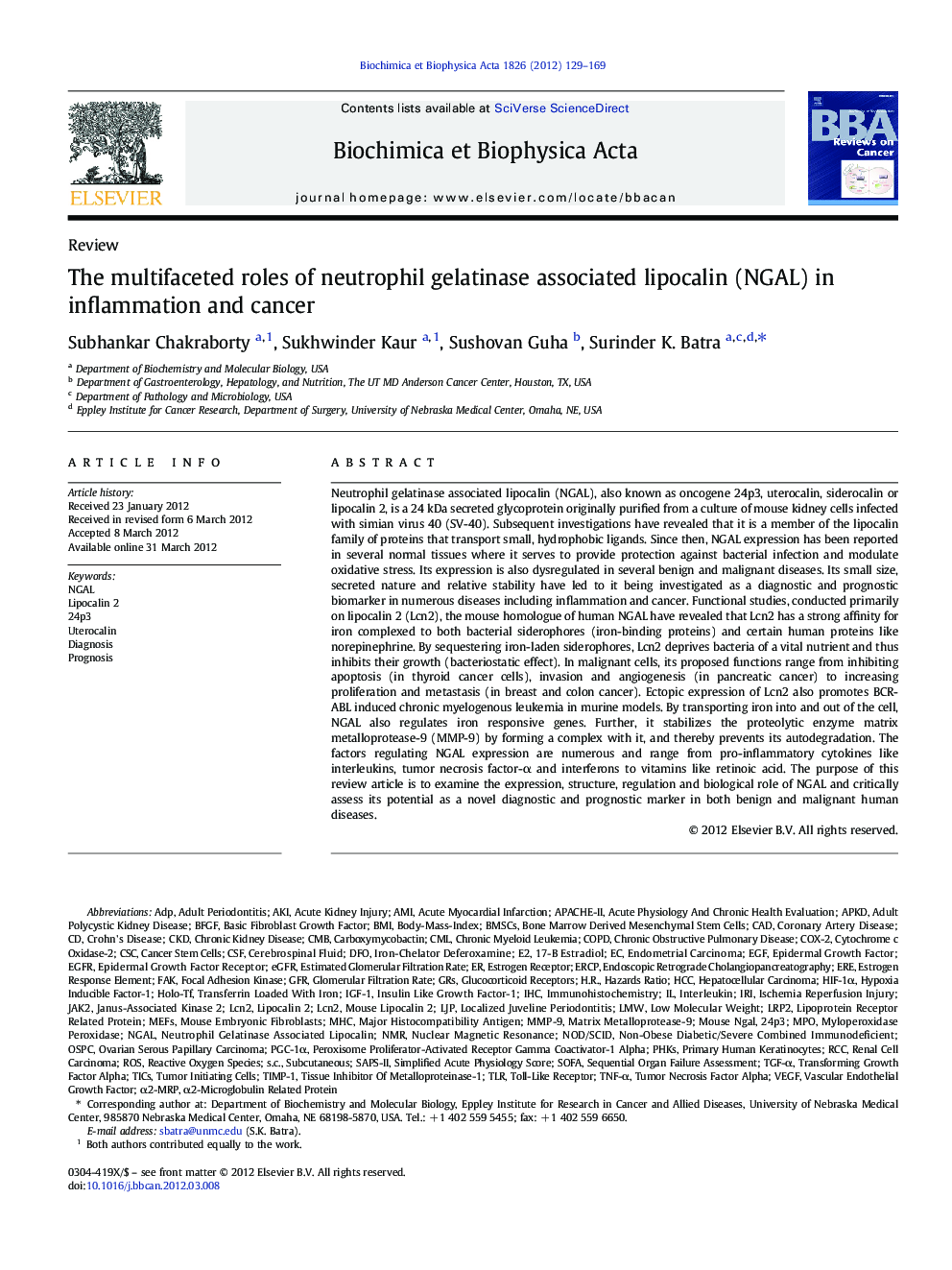 The multifaceted roles of neutrophil gelatinase associated lipocalin (NGAL) in inflammation and cancer