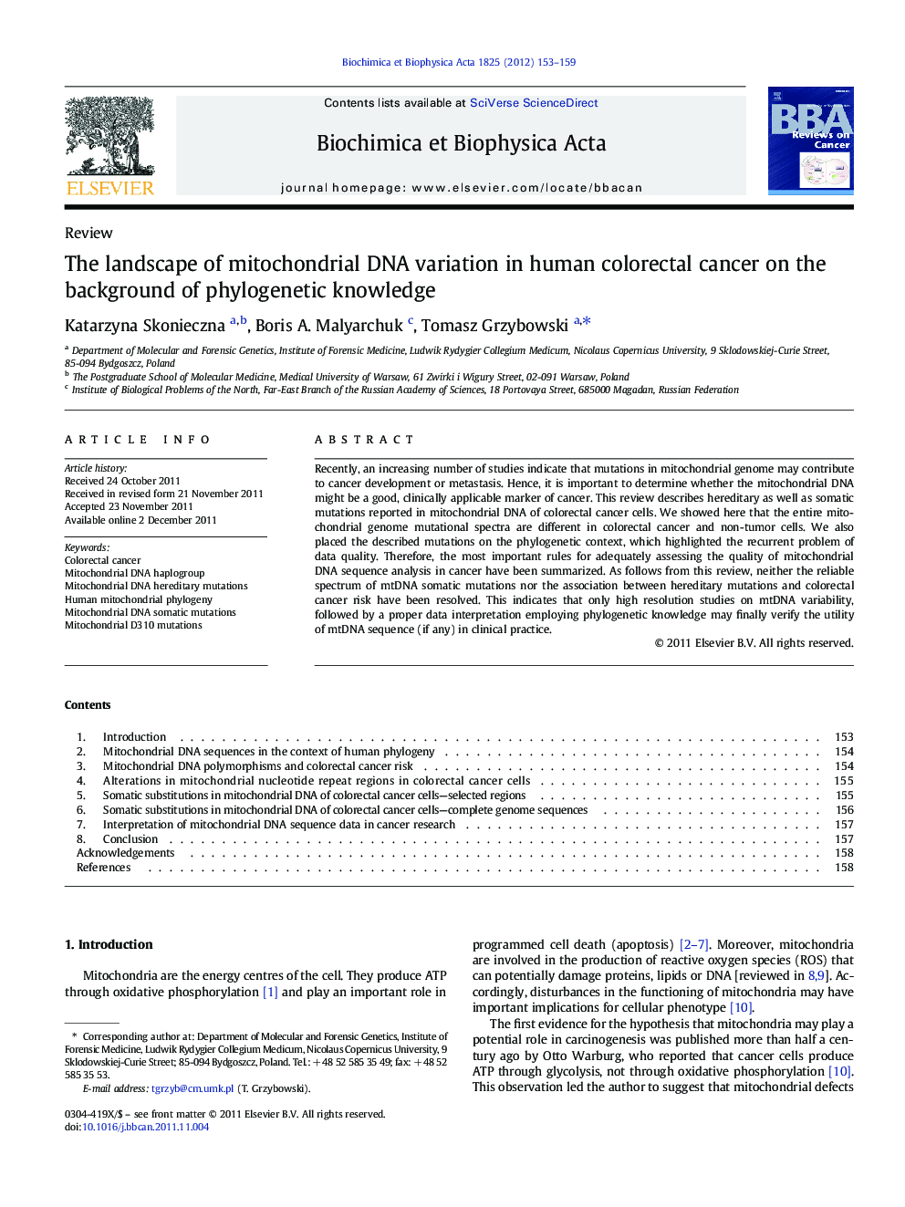 The landscape of mitochondrial DNA variation in human colorectal cancer on the background of phylogenetic knowledge