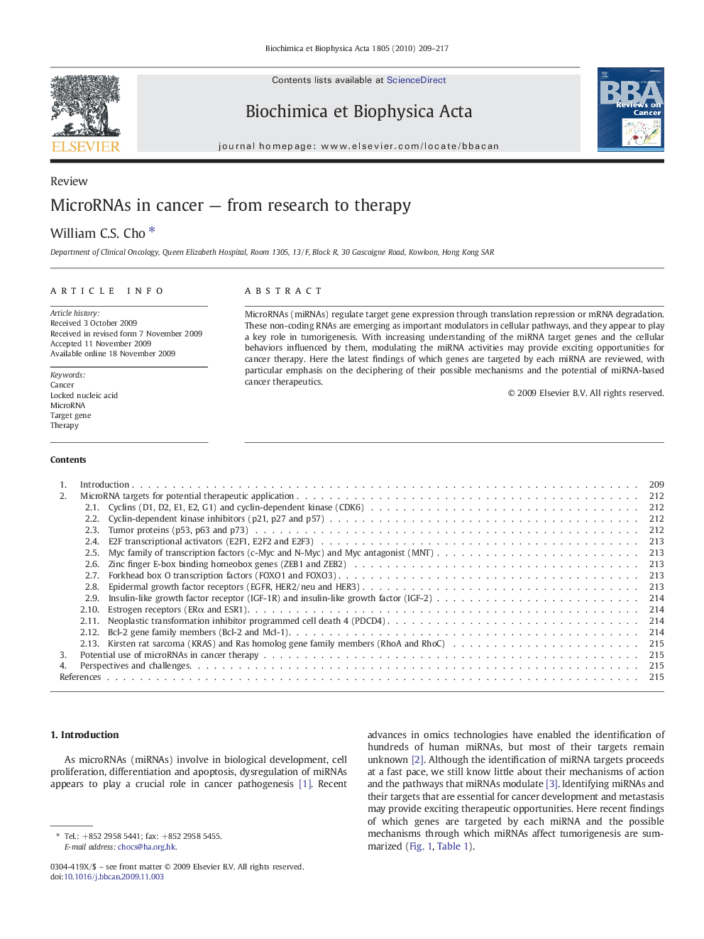 MicroRNAs in cancer — from research to therapy