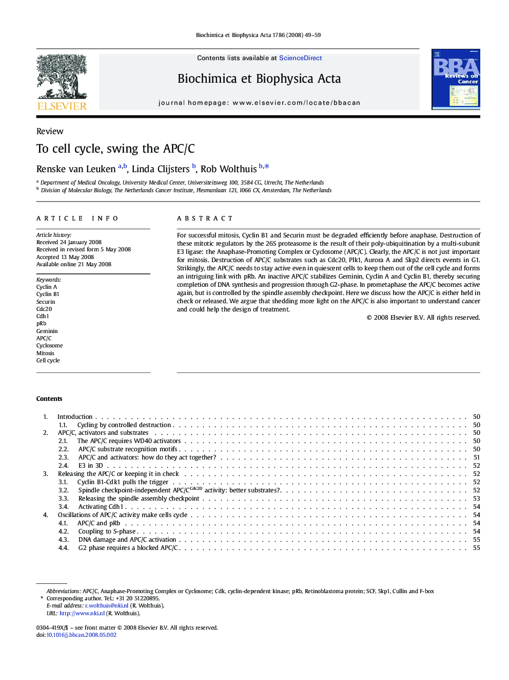 To cell cycle, swing the APC/C