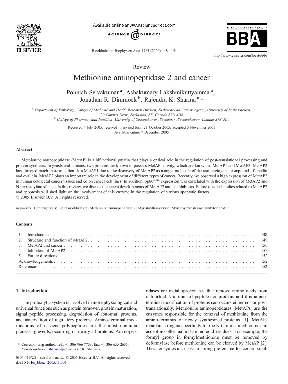 Methionine aminopeptidase 2 and cancer