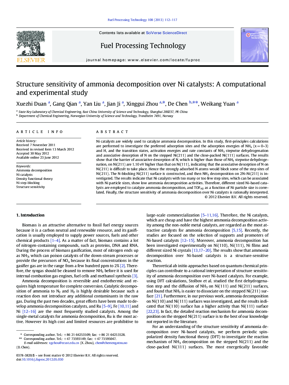 Structure sensitivity of ammonia decomposition over Ni catalysts: A computational and experimental study