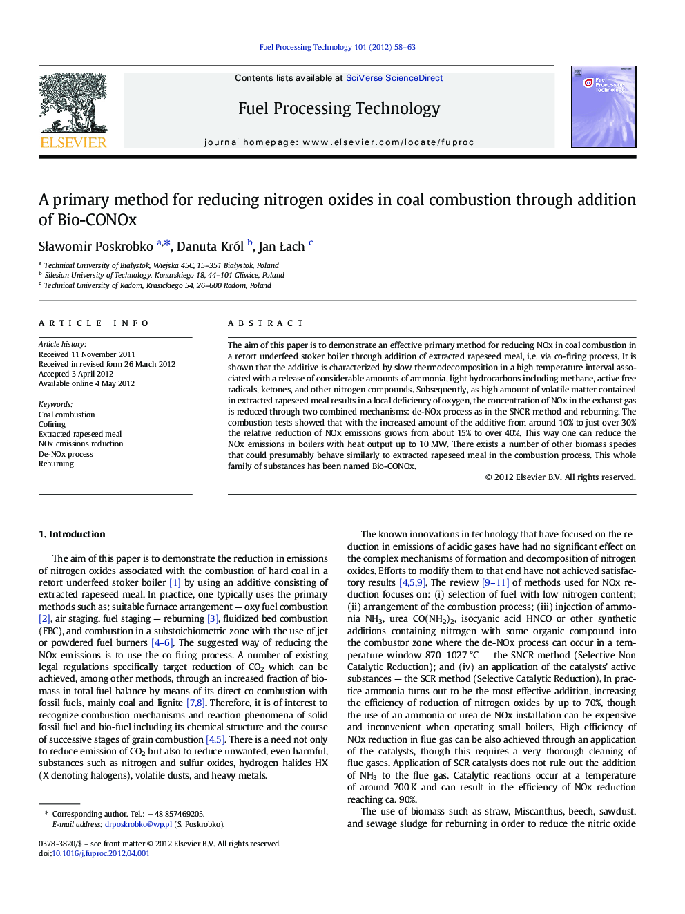 A primary method for reducing nitrogen oxides in coal combustion through addition of Bio-CONOx