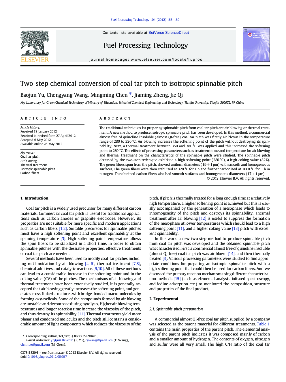 Two-step chemical conversion of coal tar pitch to isotropic spinnable pitch