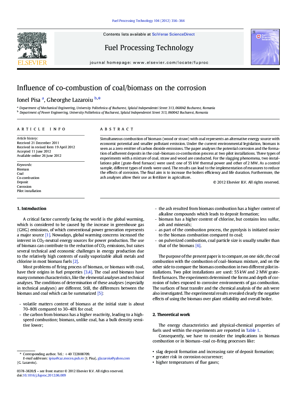 Influence of co-combustion of coal/biomass on the corrosion