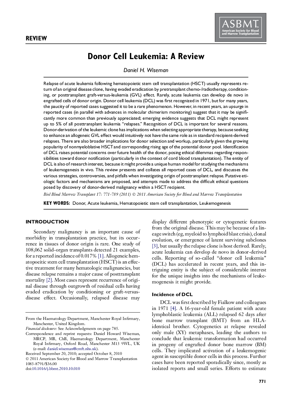 Donor Cell Leukemia: A Review 