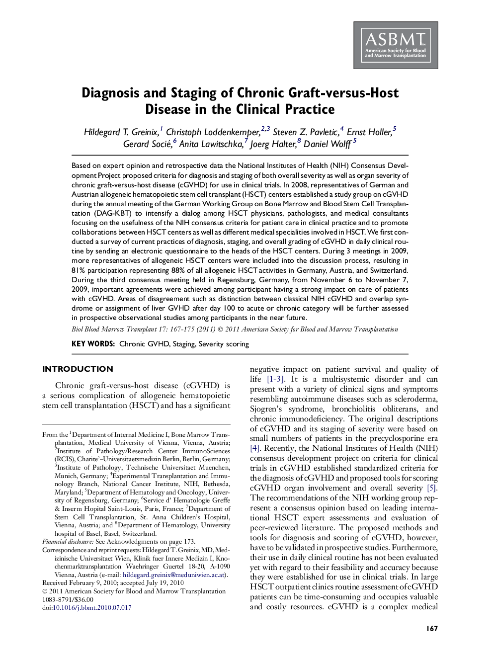 Diagnosis and Staging of Chronic Graft-versus-Host Disease in the Clinical Practice 