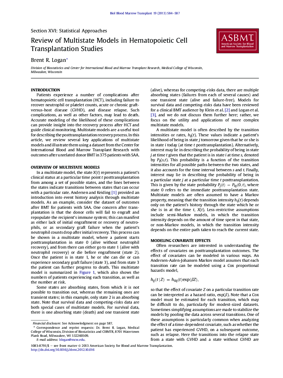 Review of Multistate Models in Hematopoietic Cell Transplantation Studies