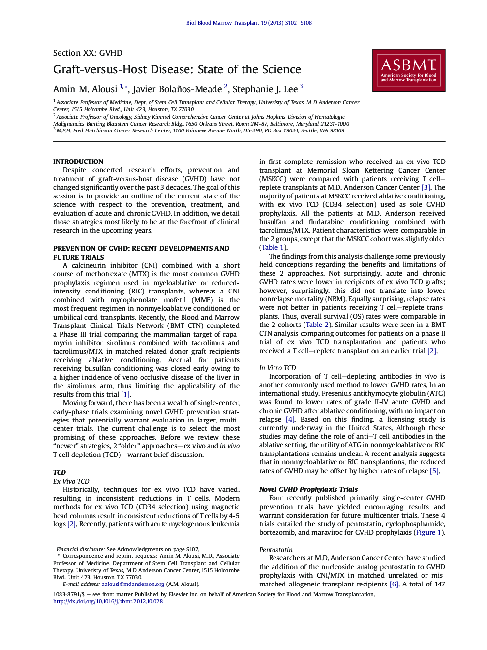 Graft-versus-Host Disease: State of the Science