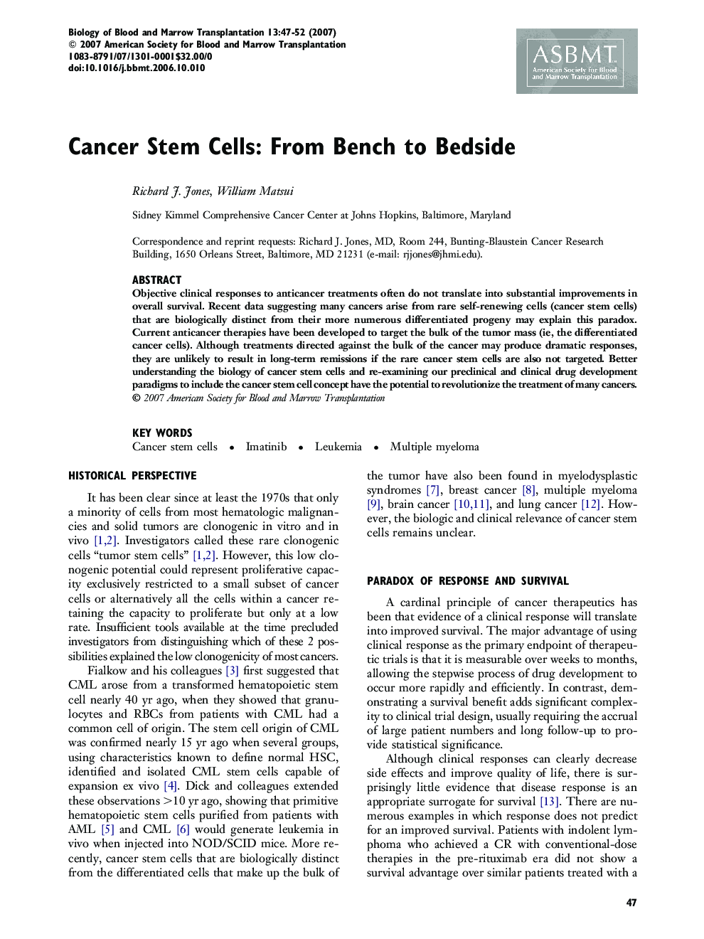 Cancer Stem Cells: From Bench to Bedside