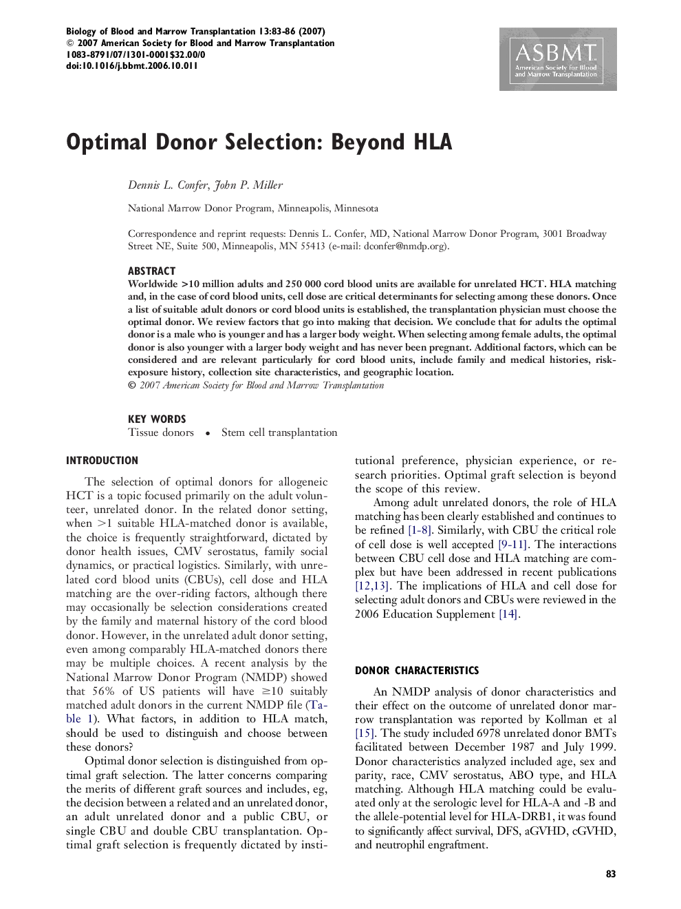 Optimal Donor Selection: Beyond HLA