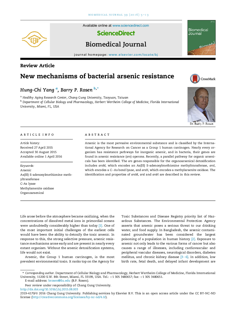 New mechanisms of bacterial arsenic resistance 