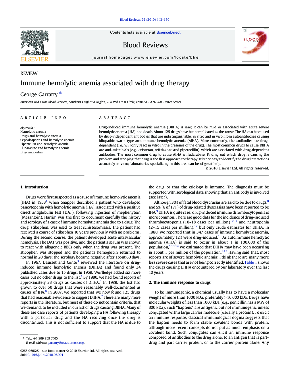 Immune hemolytic anemia associated with drug therapy