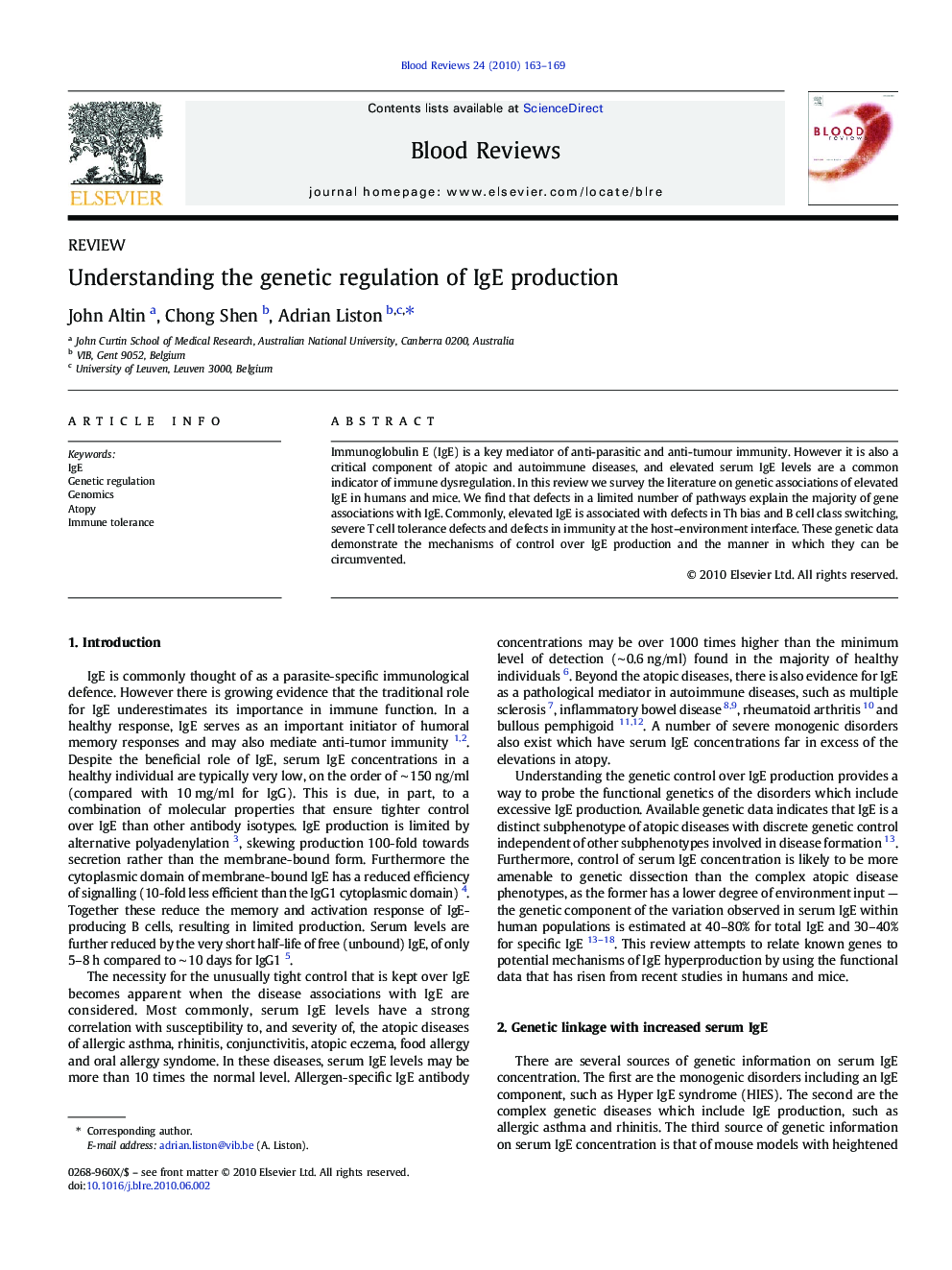 Understanding the genetic regulation of IgE production