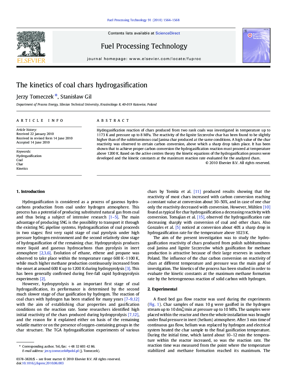 The kinetics of coal chars hydrogasification