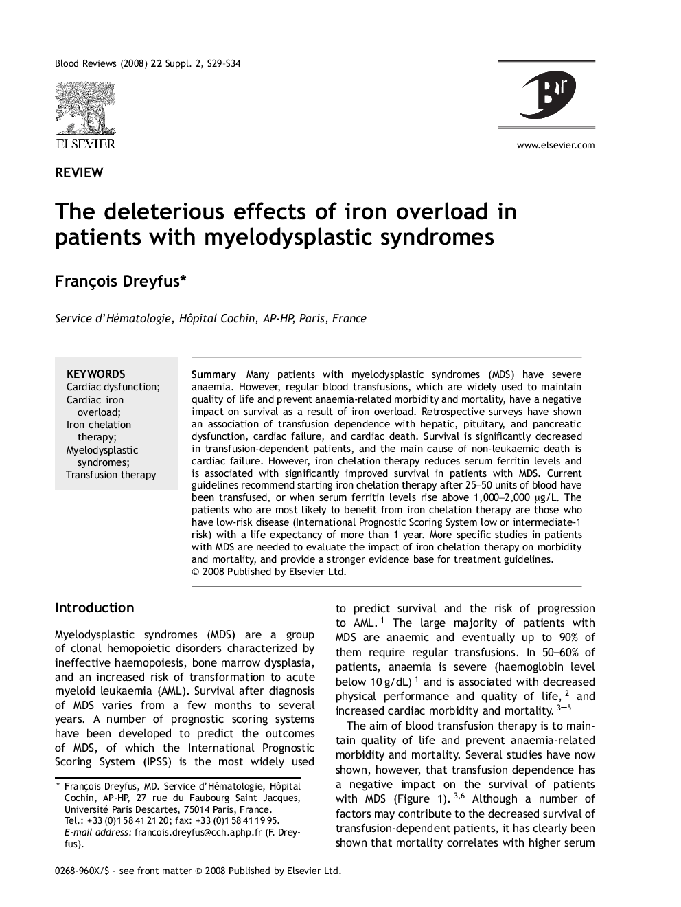 The deleterious effects of iron overload in patients with myelodysplastic syndromes