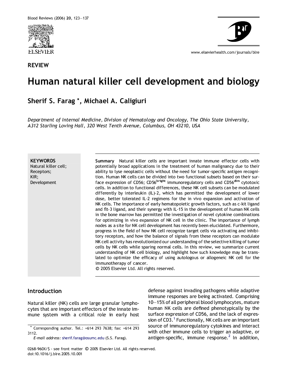Human natural killer cell development and biology