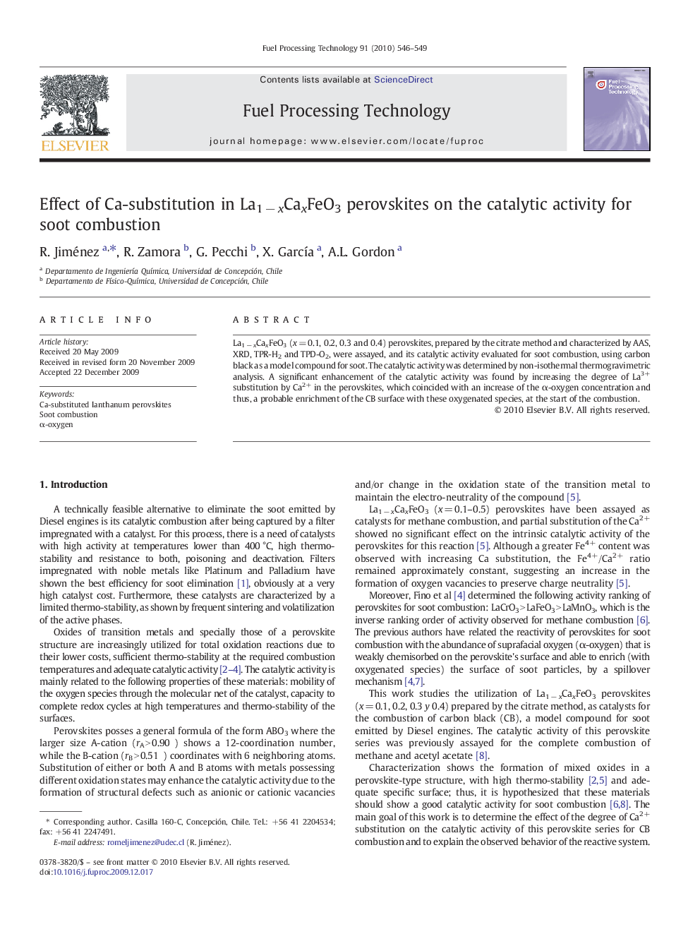 Effect of Ca-substitution in La1 − xCaxFeO3 perovskites on the catalytic activity for soot combustion