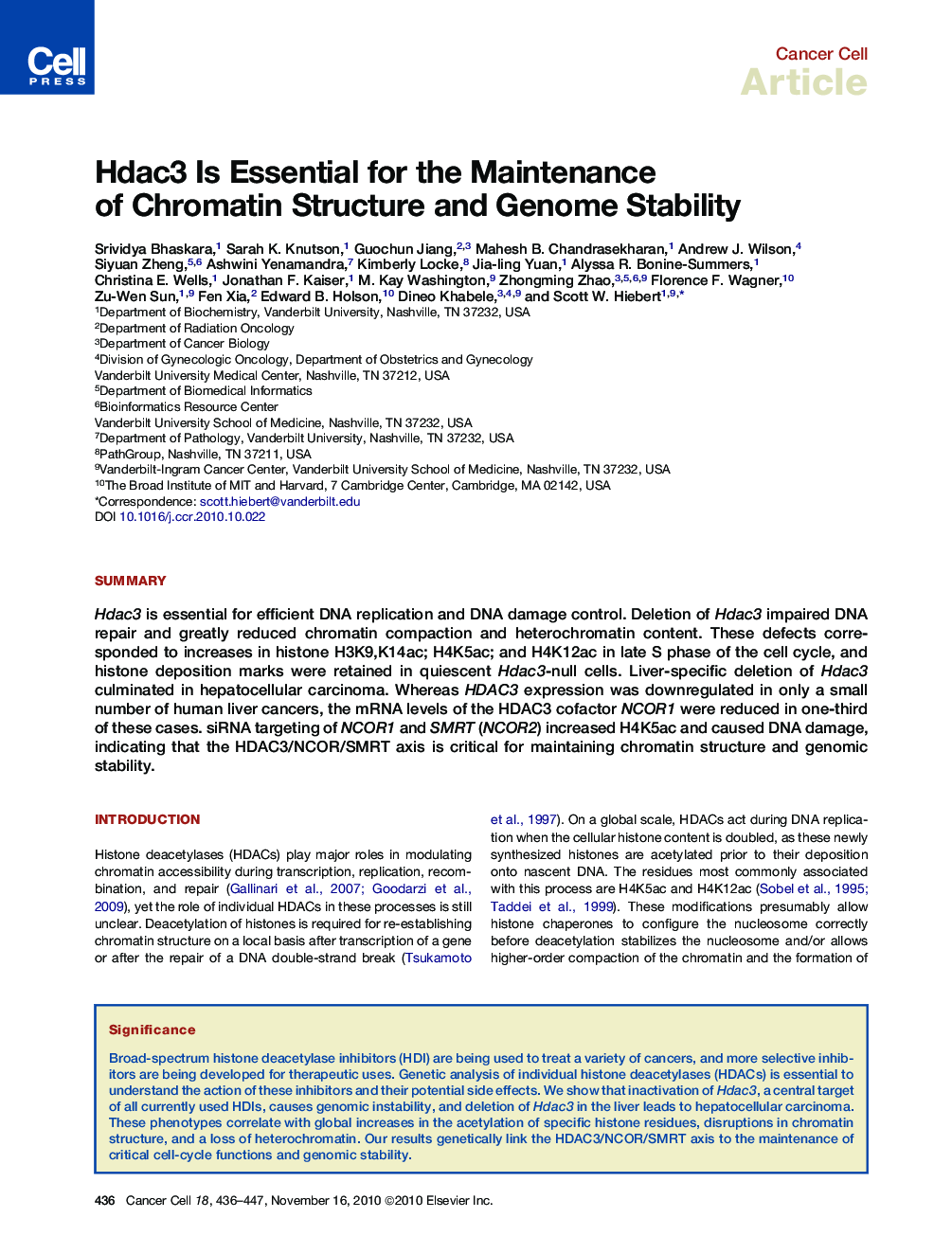 عکس صفحه اول مقاله: Hdac3 Is Essential for the Maintenance of Chromatin Structure and Genome Stability Hdac3 Is Essential for the Maintenance of Chromatin Structure and Genome Stability
