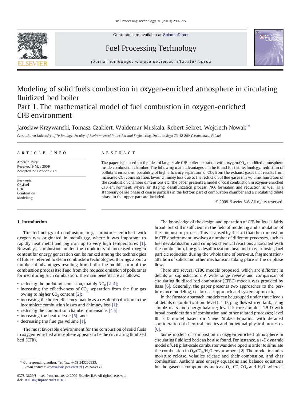 Modeling of solid fuels combustion in oxygen-enriched atmosphere in circulating fluidized bed boiler: Part 1. The mathematical model of fuel combustion in oxygen-enriched CFB environment