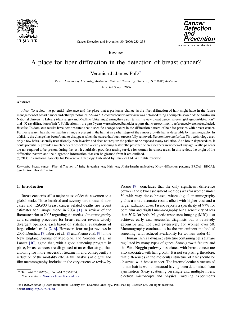 A place for fiber diffraction in the detection of breast cancer?