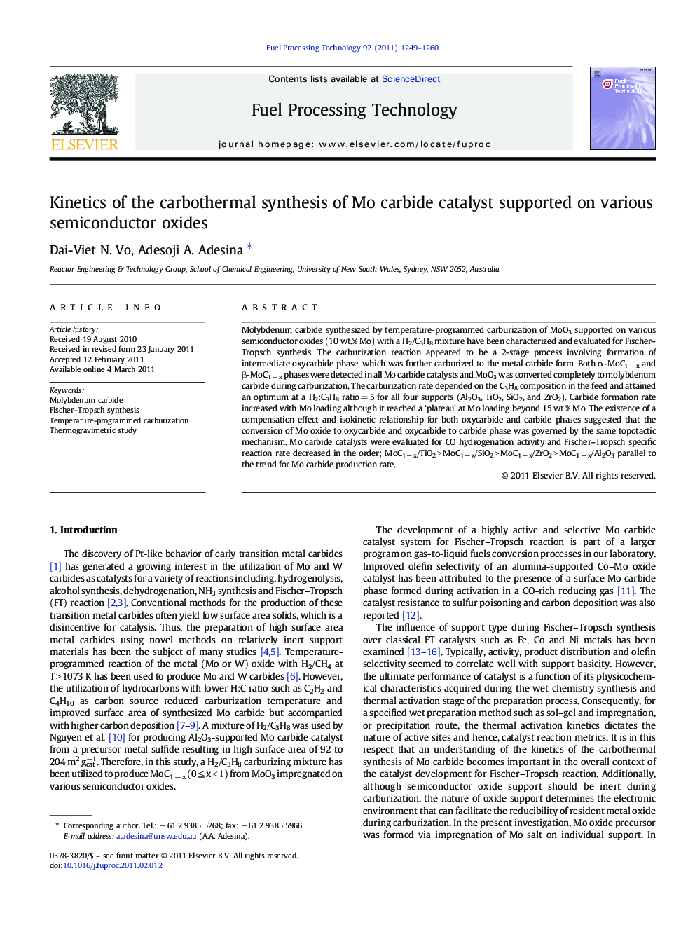 Kinetics of the carbothermal synthesis of Mo carbide catalyst supported on various semiconductor oxides