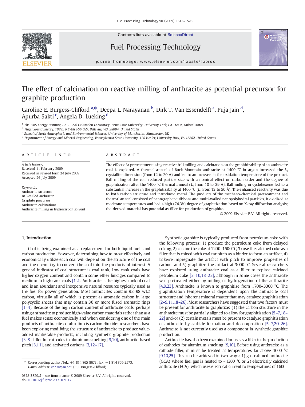 The effect of calcination on reactive milling of anthracite as potential precursor for graphite production