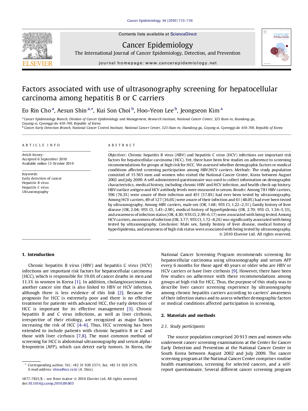 Factors associated with use of ultrasonography screening for hepatocellular carcinoma among hepatitis B or C carriers