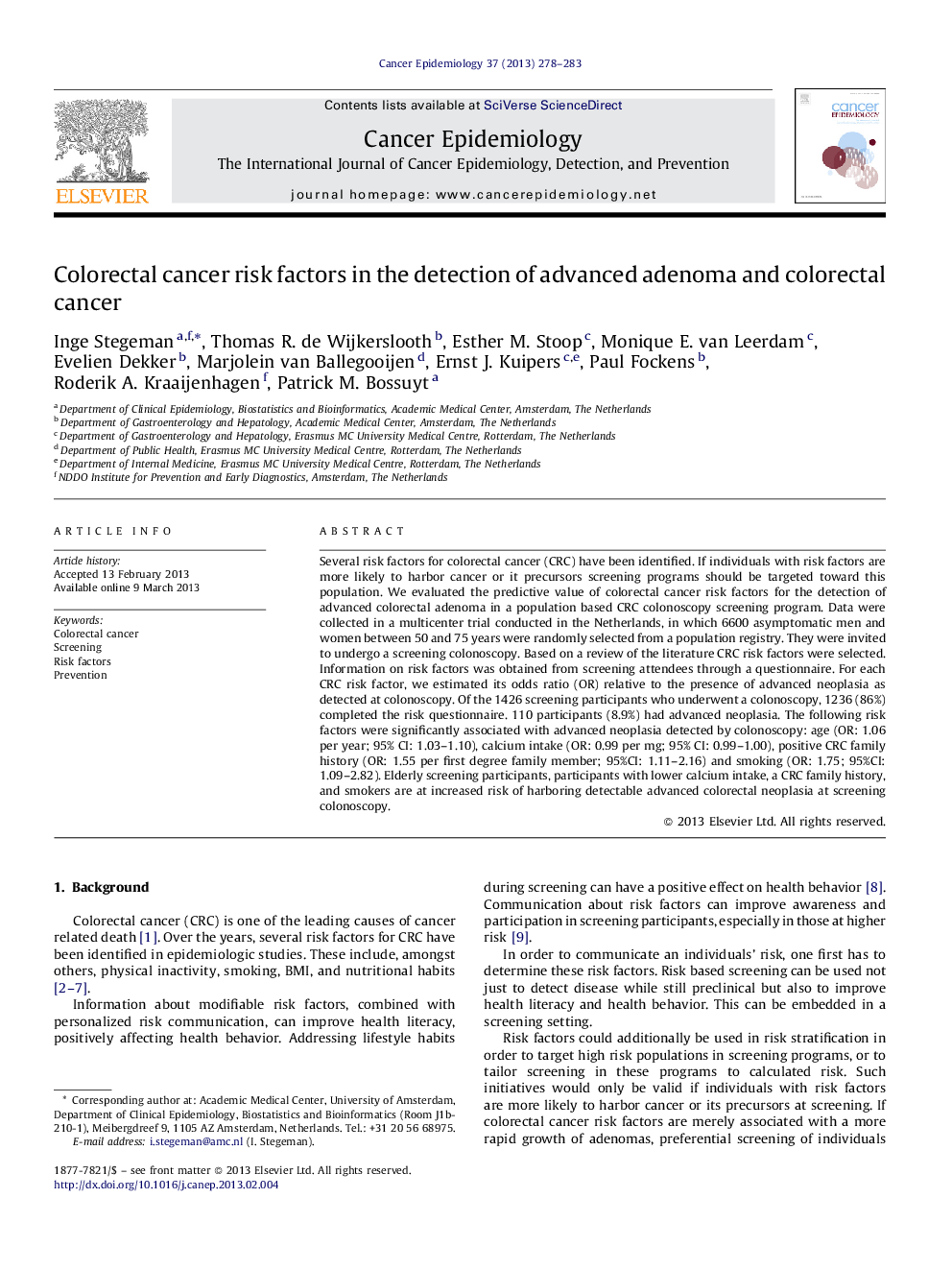 Colorectal cancer risk factors in the detection of advanced adenoma and colorectal cancer