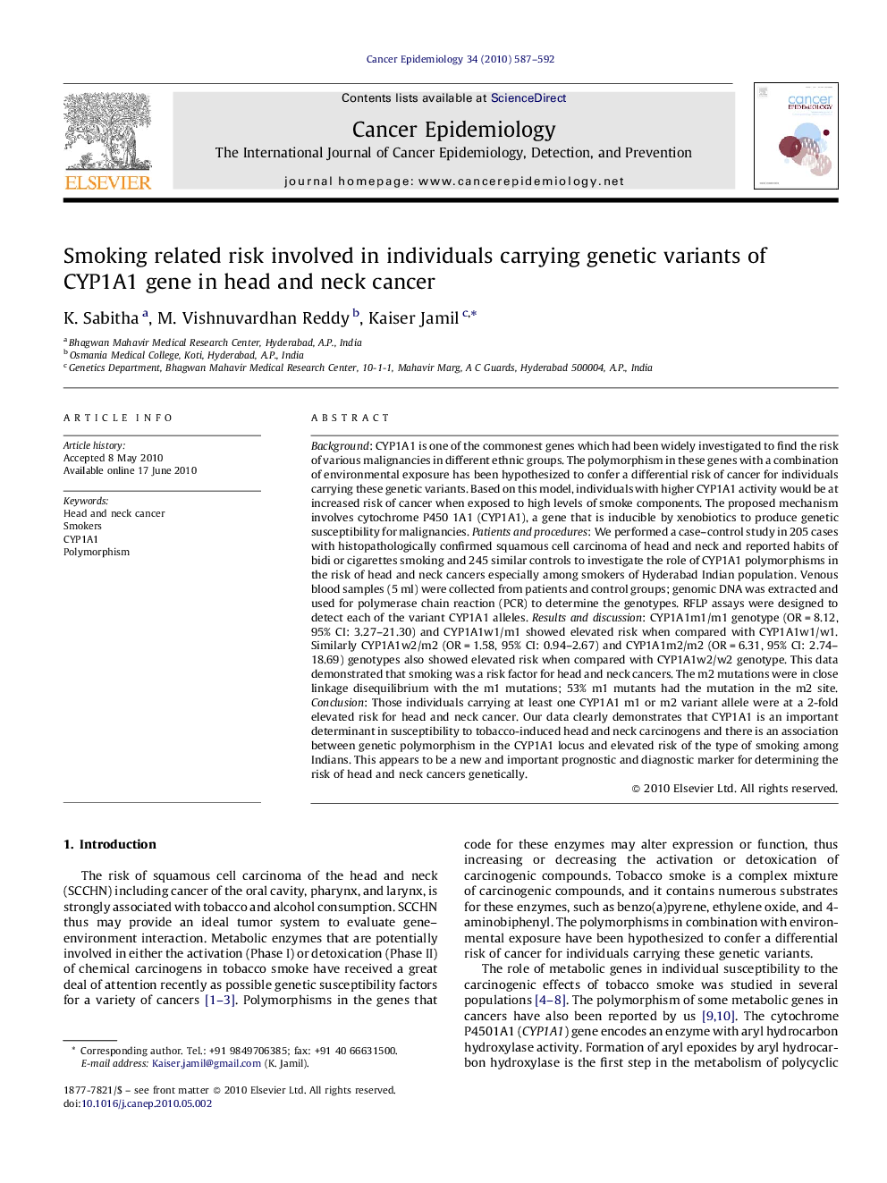 Smoking related risk involved in individuals carrying genetic variants of CYP1A1 gene in head and neck cancer