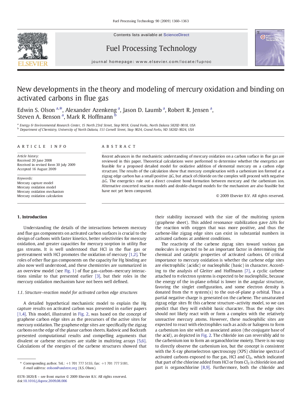 New developments in the theory and modeling of mercury oxidation and binding on activated carbons in flue gas