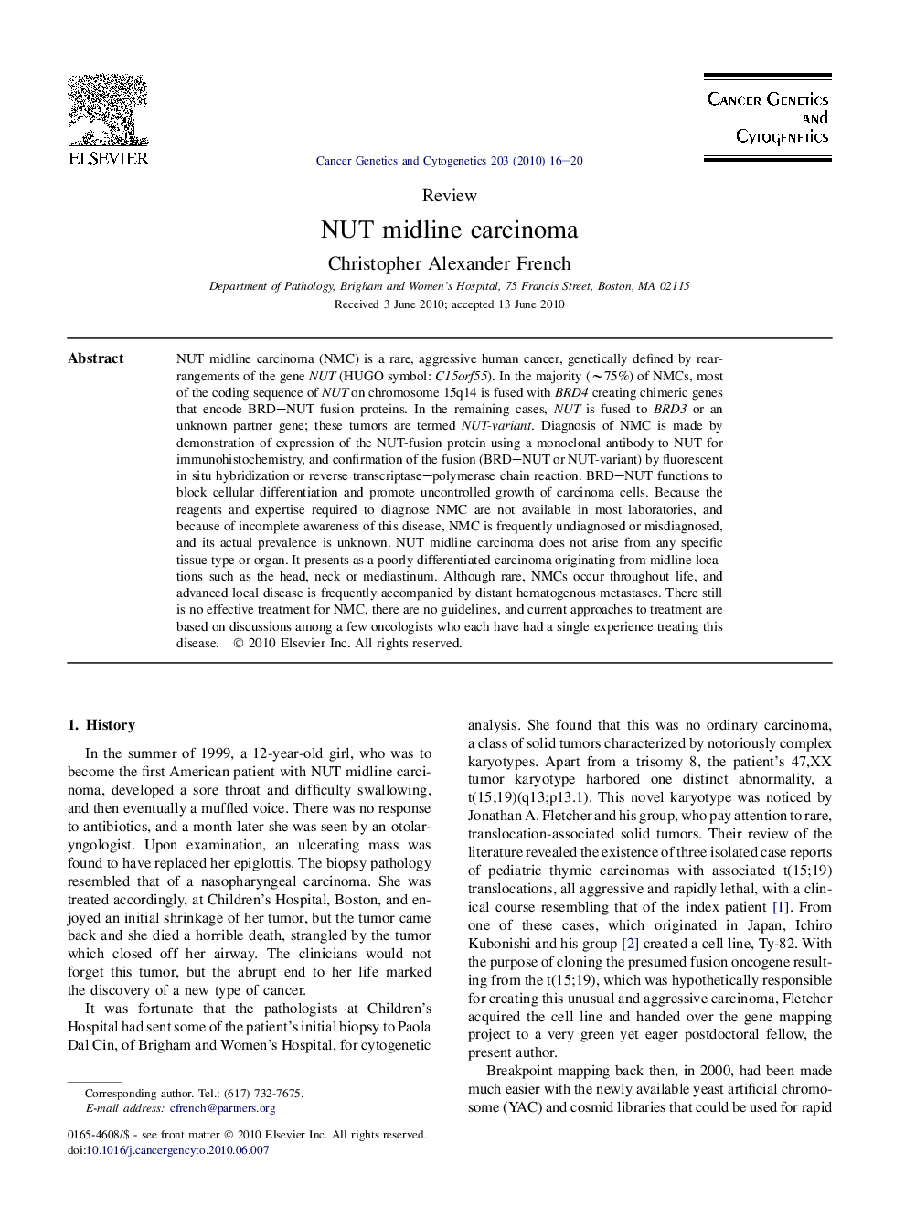 NUT midline carcinoma