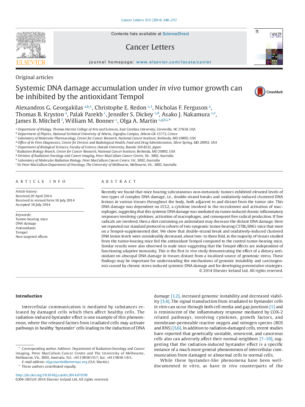 Systemic DNA damage accumulation under in vivo tumor growth can be inhibited by the antioxidant Tempol