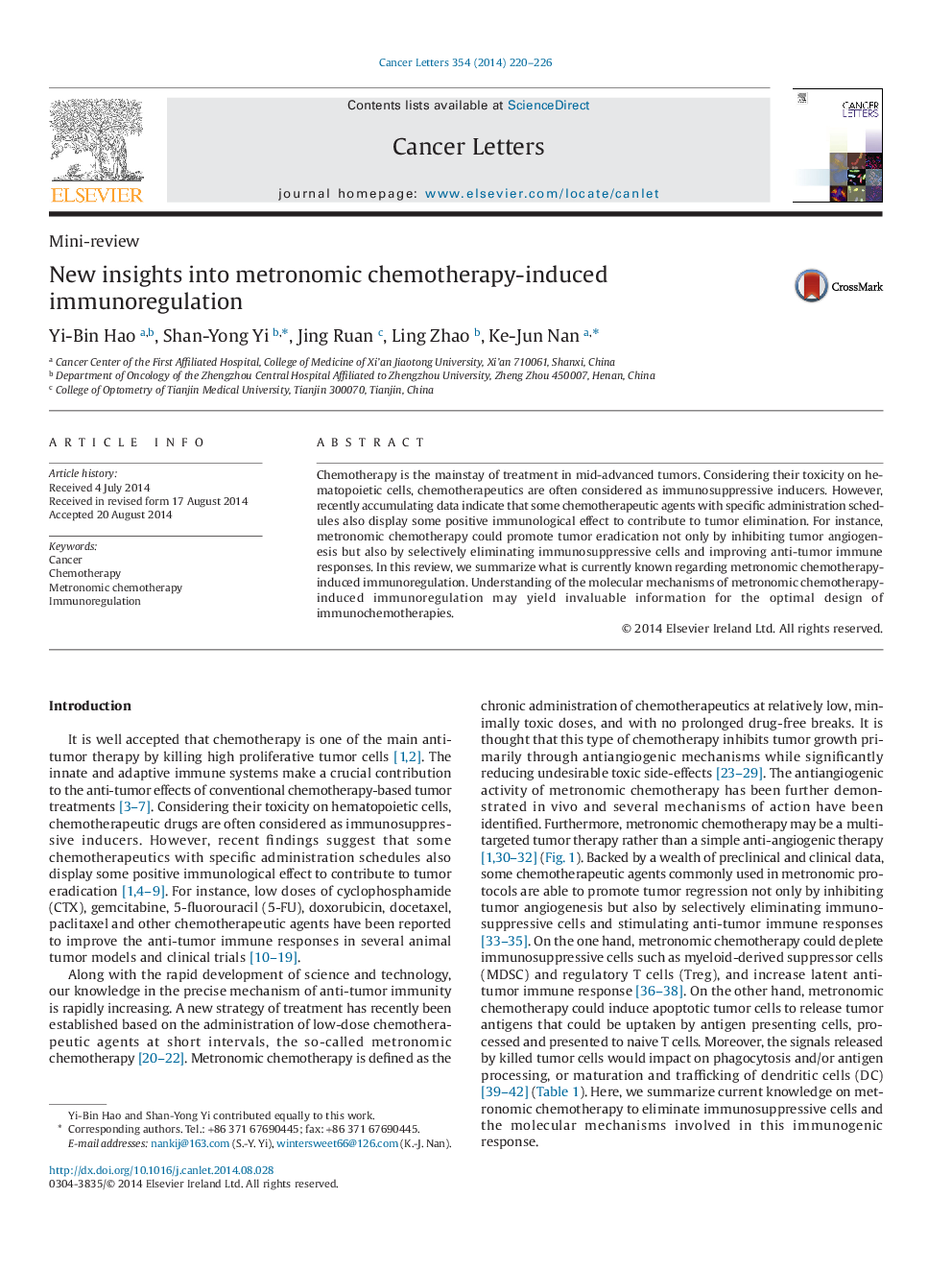 New insights into metronomic chemotherapy-induced immunoregulation 