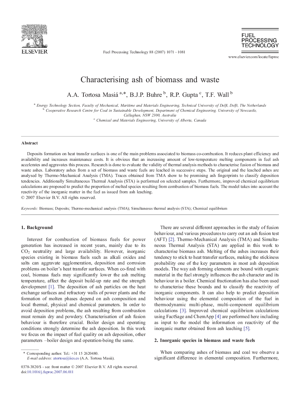 Characterising ash of biomass and waste