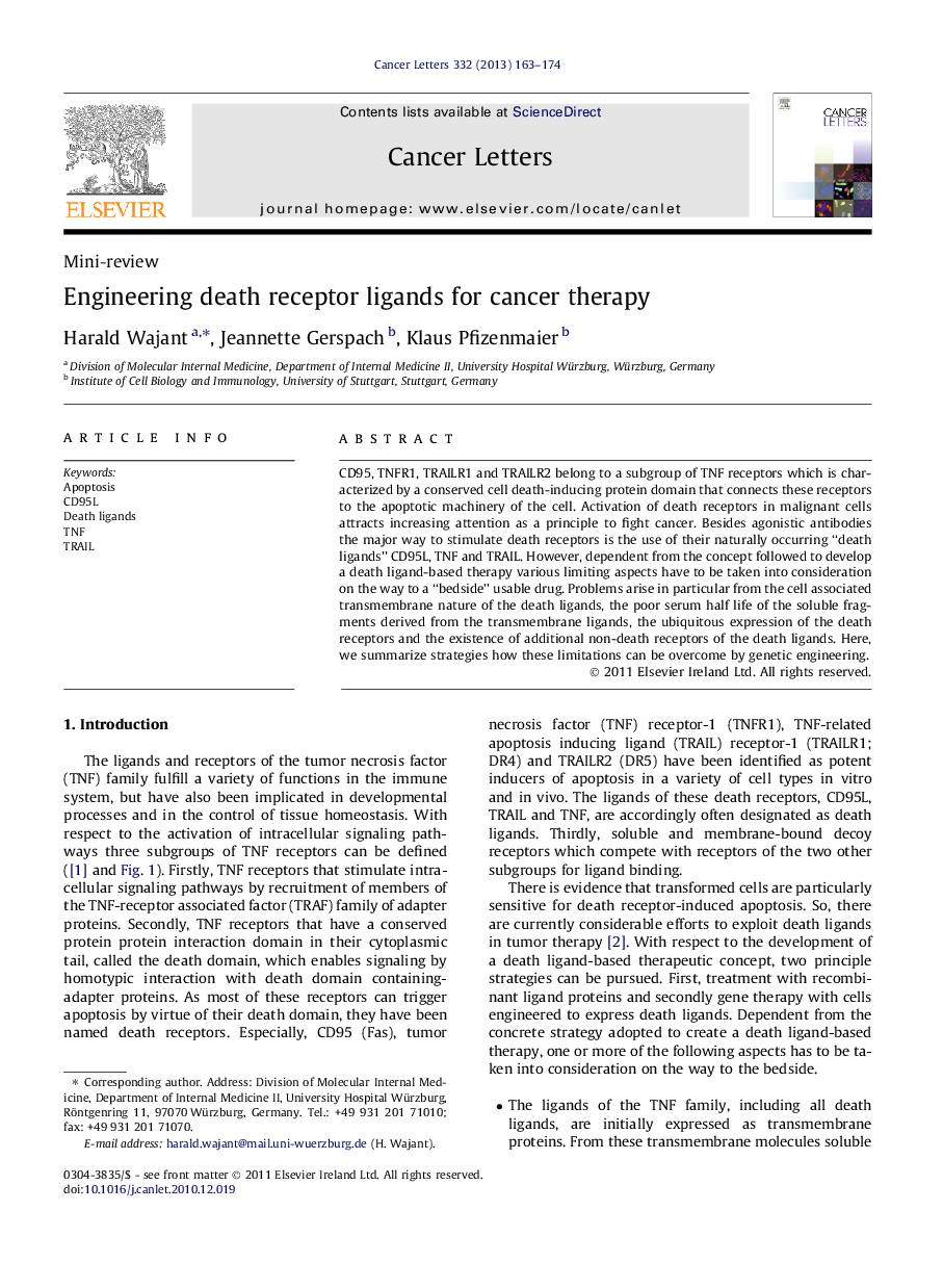 Engineering death receptor ligands for cancer therapy